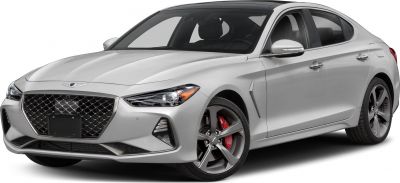 Front angle view with sleek headlights and sporty alloy wheels with red brake calipers.