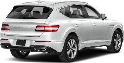 Rear and side profile of a luxury SUV with modern taillights and dual exhausts