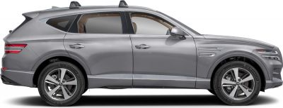 Side profile of a sleek luxury SUV with sporty roof rails and aerodynamic design.
