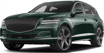 LED headlights and large intricate mesh front grille on luxury SUV