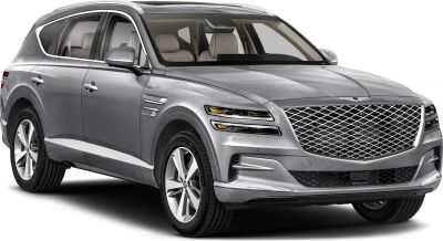 Front and side view of a luxury SUV with distinctive grille and LED headlights