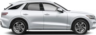 Side profile of a sleek SUV with distinctive alloy wheels.