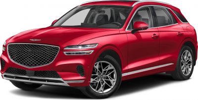 Diamond mesh grille with sleek horizontal LED headlights on red SUV
