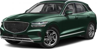 Luxury SUV front side with large grille and split LED headlights