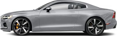 Side profile with sleek aerodynamic coupe shape and large alloy wheels