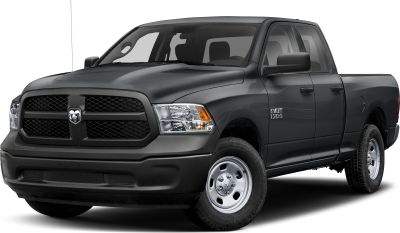 Black pickup with honeycomb grille and steel wheels