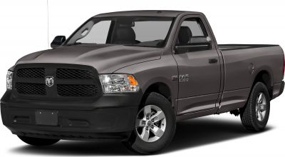 Front-side view of a pickup truck with black grille and alloy wheels