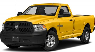 yellow pickup truck with regular cab and long bed