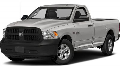 Front-side view of pickup with regular cab and black grille
