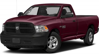 Front grille and side profile of pickup truck with single cab