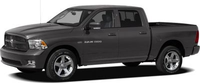 Side profile of a crew cab pickup with chrome wheels