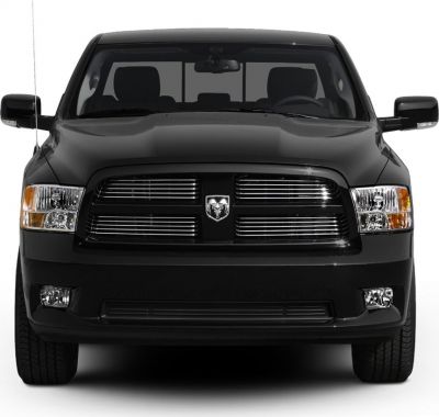 Prominent front grille and headlight design with black finish
