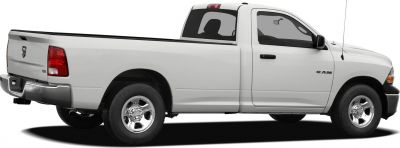 White single cab pickup truck side profile with long bed