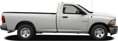 Side profile of a single cab pickup truck with an extended long bed.