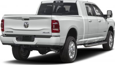 Rear view of pickup truck with tailgate, taillights, and 4x4 badge