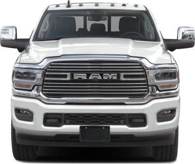 Front grille and headlights of a large heavy-duty pickup truck