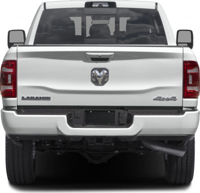 Tailgate and rear design with 4x4 badge and Laramie trim