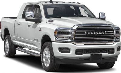 Heavy-duty pickup with chrome grille and large side mirrors