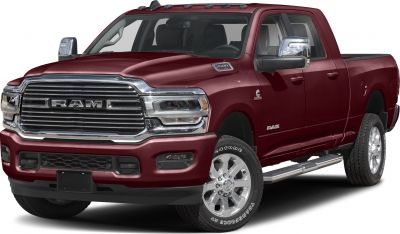 Front three-quarter view of pickup with chrome grille and side steps