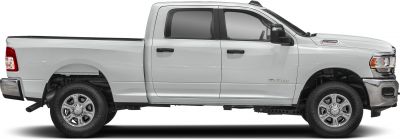 Side profile of extended cab heavy duty pickup with cargo bed