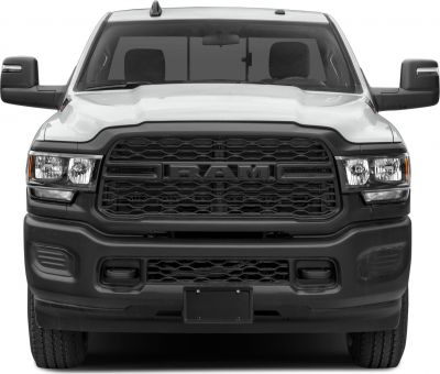 Heavy-duty pickup front with bold grille and rugged front design