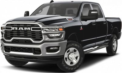 Heavy duty pickup with crew cab and aggressive front grille