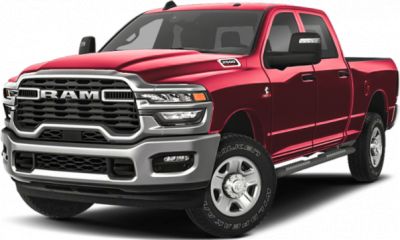 Front and side view of a heavy-duty pickup with prominent grille and large wheels.