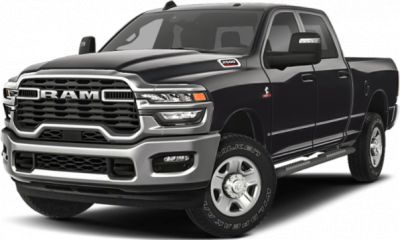 Front grille and crew cab side profile of a heavy-duty pickup