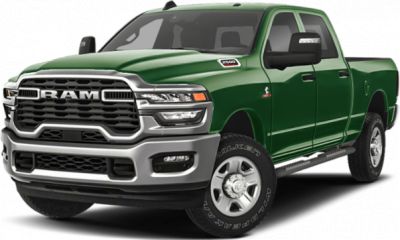Heavy-duty pickup with bold grille and crew cab design
