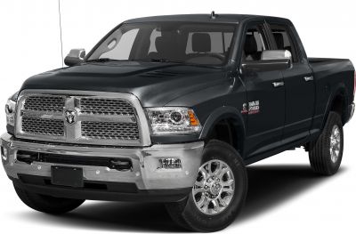 Front view of heavy-duty pickup with chrome grille and large headlights