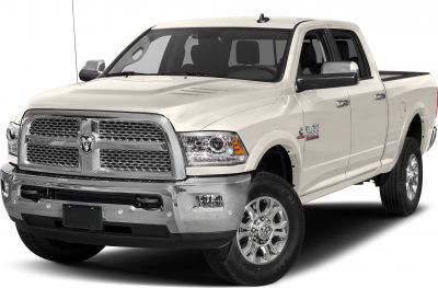 Front angled view of heavy-duty pickup truck with chrome grille and bumper