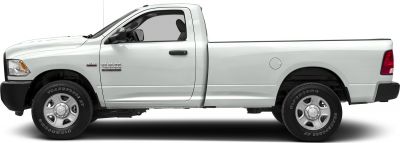 Side profile of a long-bed pickup with single cab and black bumpers