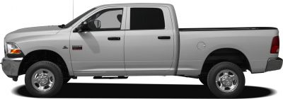 Side profile of extended crew cab pick-up with long bed