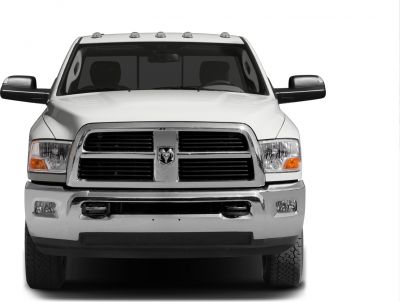 Front view with chrome grill and roof marker lights