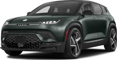 Front and side design of electric SUV with aerodynamic headlights and unique grille