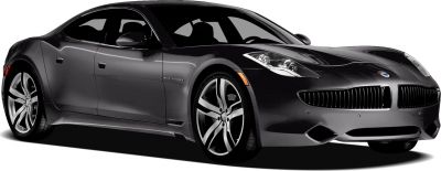 Front-side view of sleek black luxury hybrid sports sedan