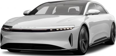 Sleek sedan with ultra-thin LED headlights and aerodynamic front design