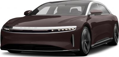 Sleek electric sedan with integrated LED light bar and aerodynamic body design