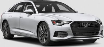 Silver luxury sedan with front grille and LED headlights