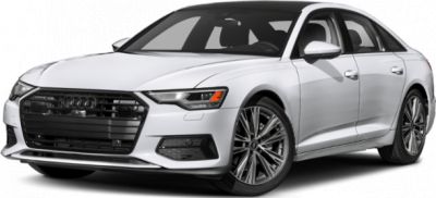 Front angled view of a luxury sedan with LED headlights and aerodynamic styling