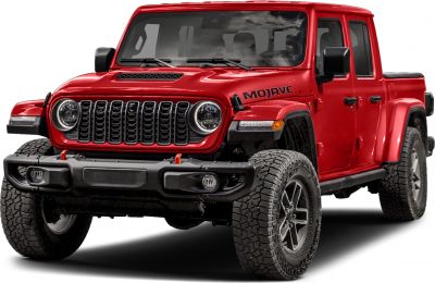 Rugged front grille and off-road tires on a bold truck front-side view