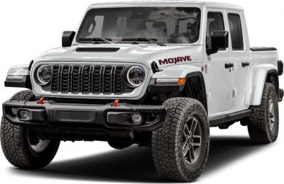 Front view of off-road focused pickup with distinctive grille and rugged tires