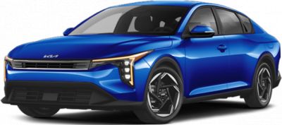 Sleek blue sedan with modern LED headlights and distinct aerodynamic styling