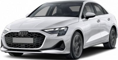 Front grille and LED headlights of a modern sedan