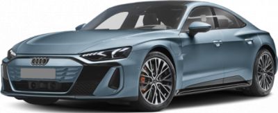 Front view of an electric sports sedan with LED headlights and alloy wheels