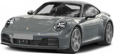 Front and side view of aerodynamic coupe with signature headlights