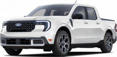 Front angled view of a midsize pickup with LED headlights and sporty alloy wheels