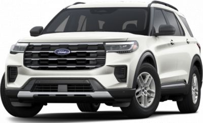 White SUV front view with LED headlights and large grille