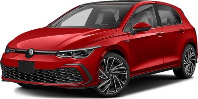 Sporty hatchback front-side view with LED headlights and alloy wheels