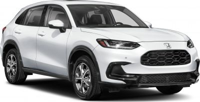 Front side view with LED headlights and hexagonal grille
